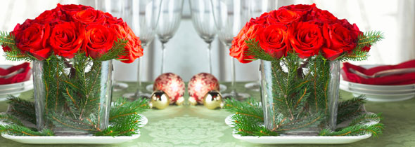 Holiday and Christmas Centerpiece with Runner and Candles